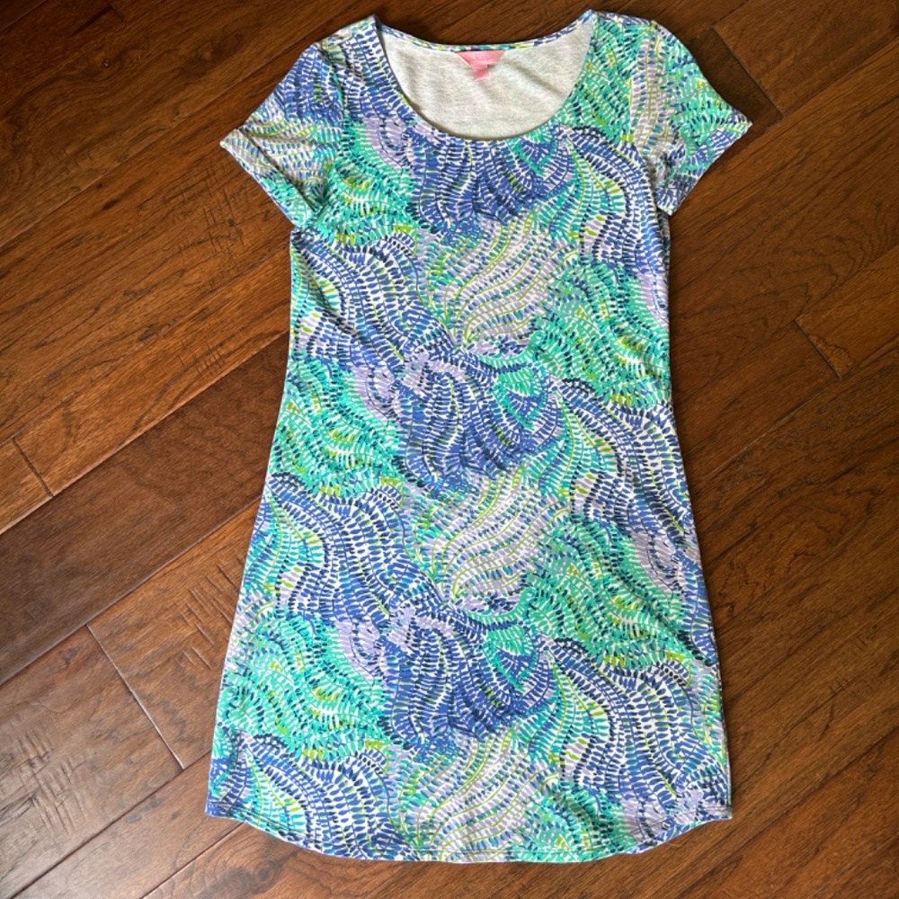 Lilly Pulitzer Tammy T-Shirt Dress Size XS Small Blue Current Fantasea - Picture 4 of 13